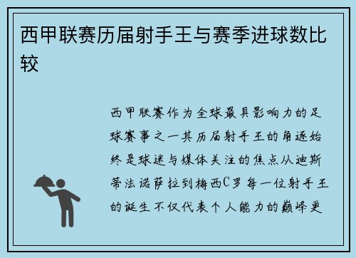 西甲联赛历届射手王与赛季进球数比较